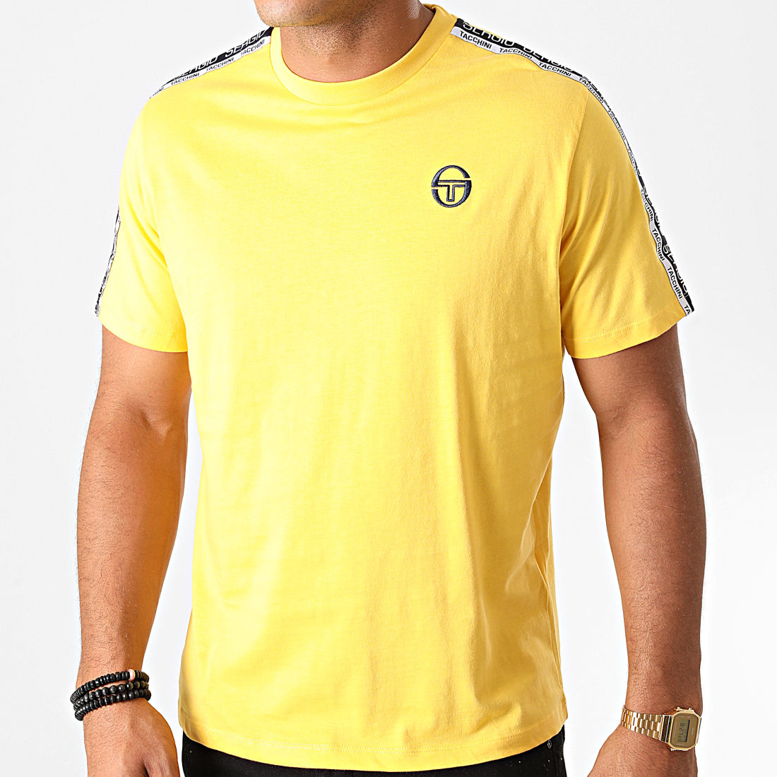 Sergio Tacchini Tee Shirt A Bandes Barbados 38841 Jaune
