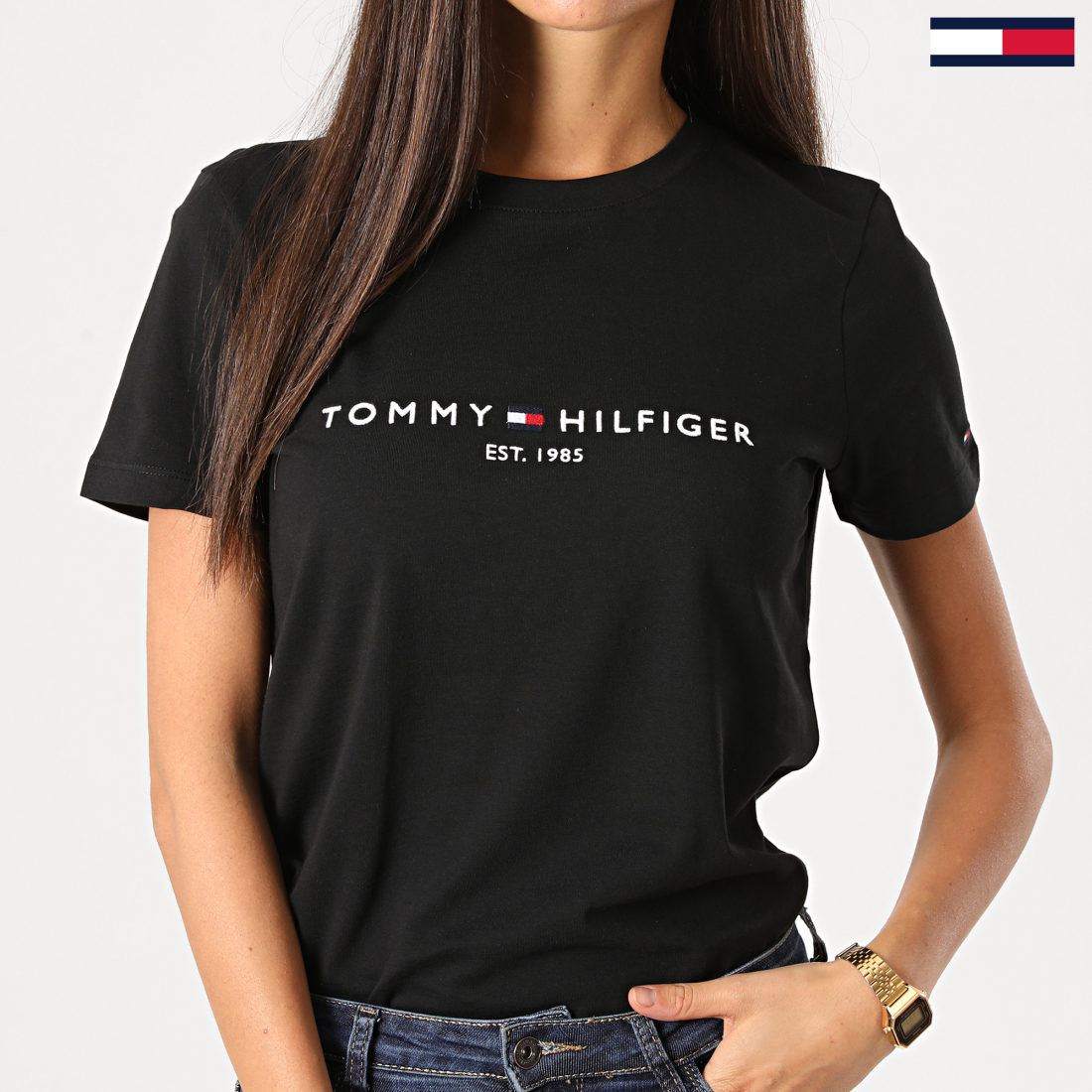 Tommy Hilfiger Tee Shirt Femme Essential 8681 Noir