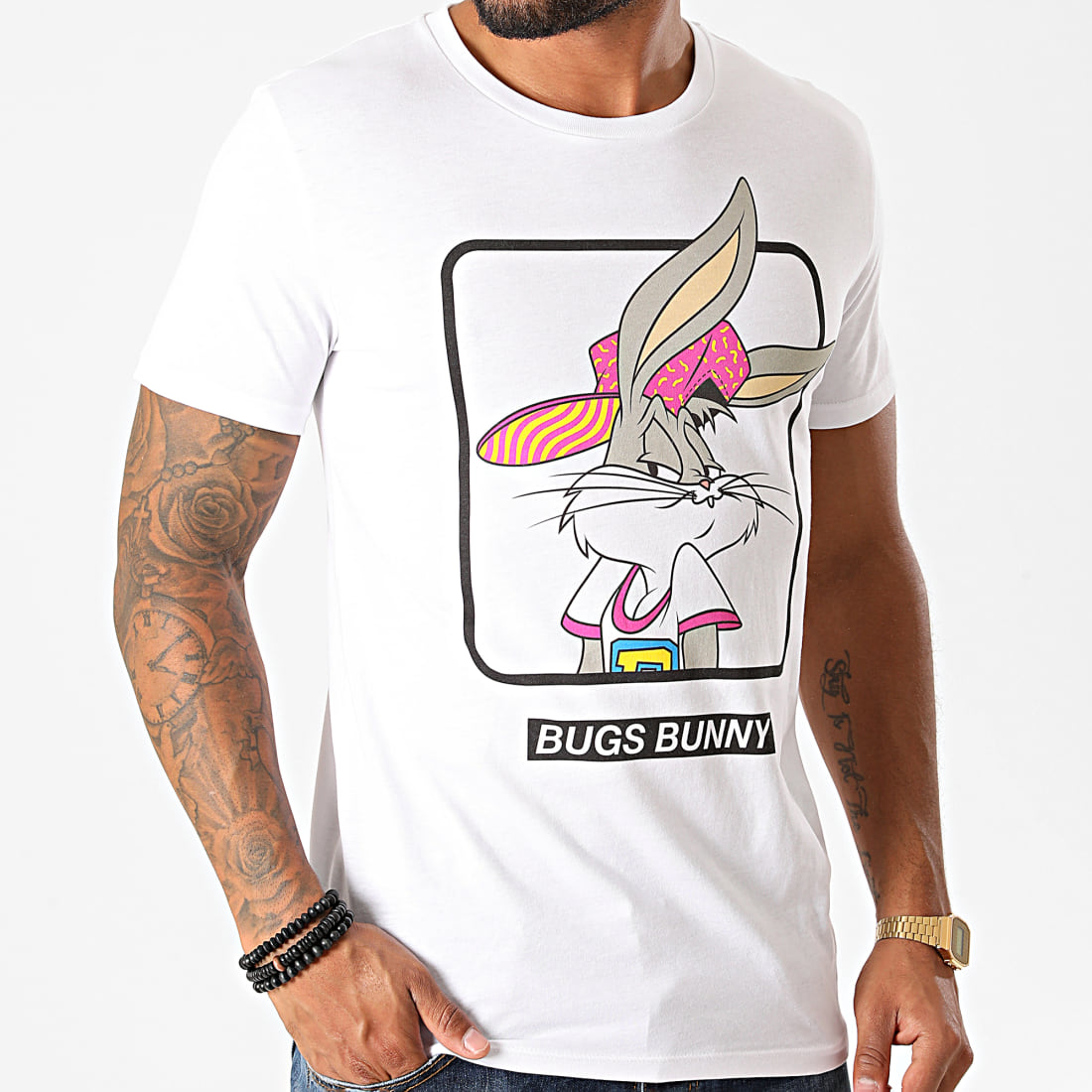 Looney Tunes Tee Shirt Bugs Bunny Blanc