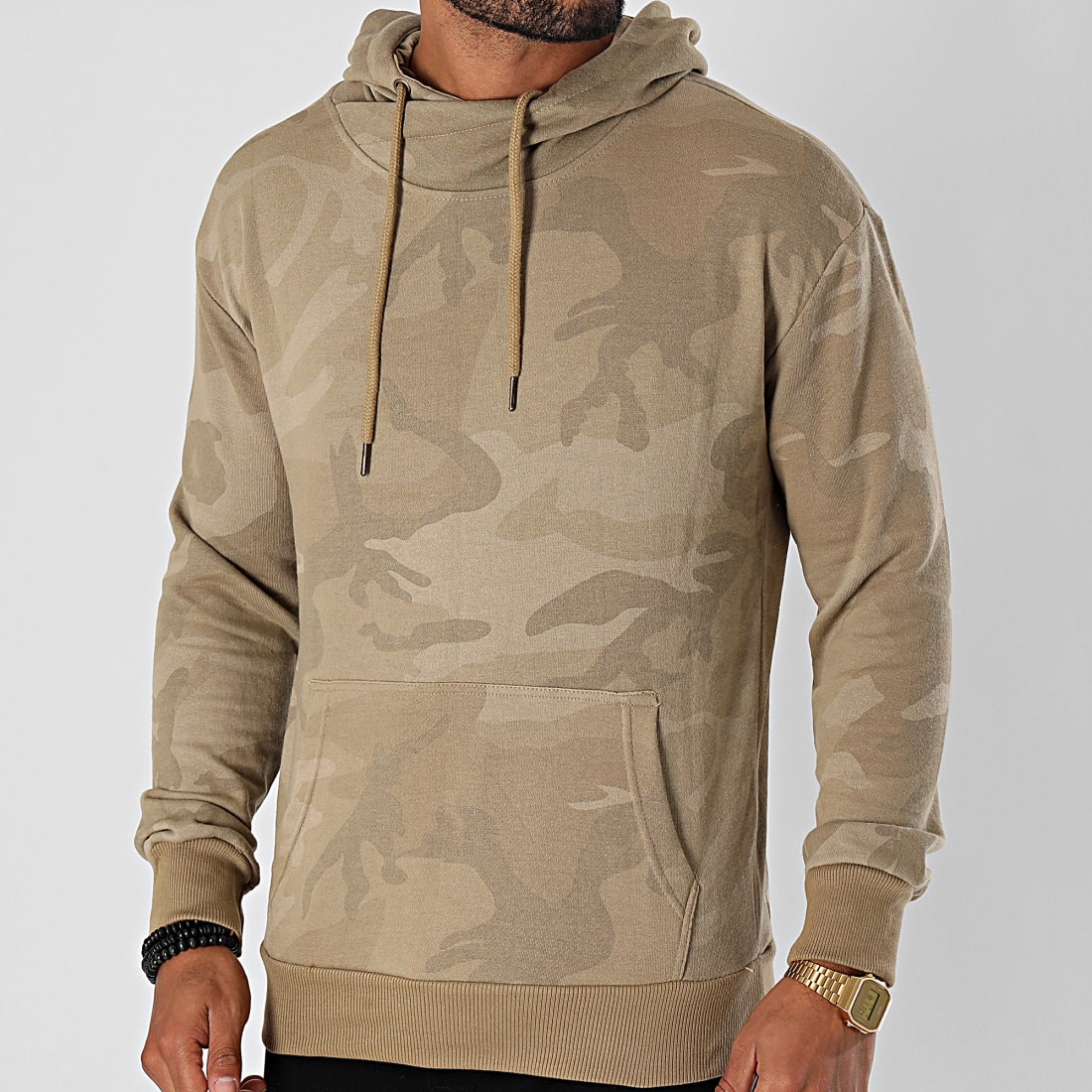 Urban Classics - Sweat Capuche High Neck Camo TB1781 Beige ...