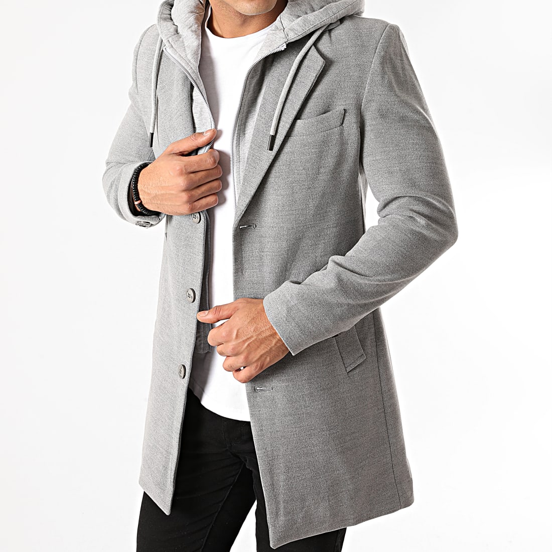manteau gris capuche