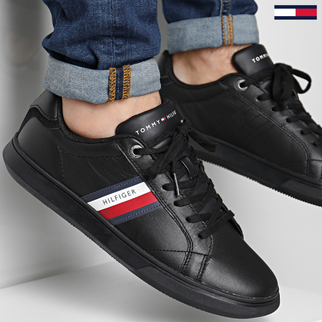 Tommy Hilfiger Baskets Essential Leather Cupsole 2987 Black