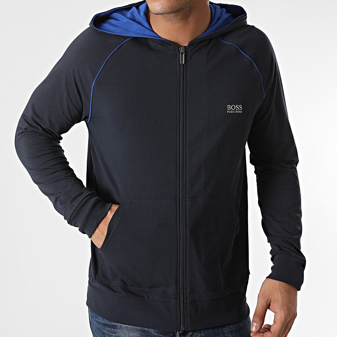 BOSS Sweat Zippé Capuche Mix And Match 50381879 Bleu Marine Bleu Roi