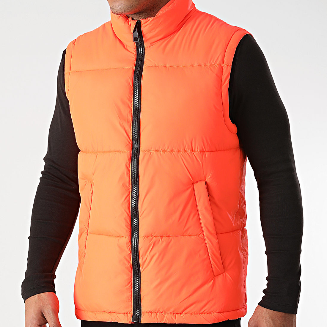 doudoune sans manche orange fluo