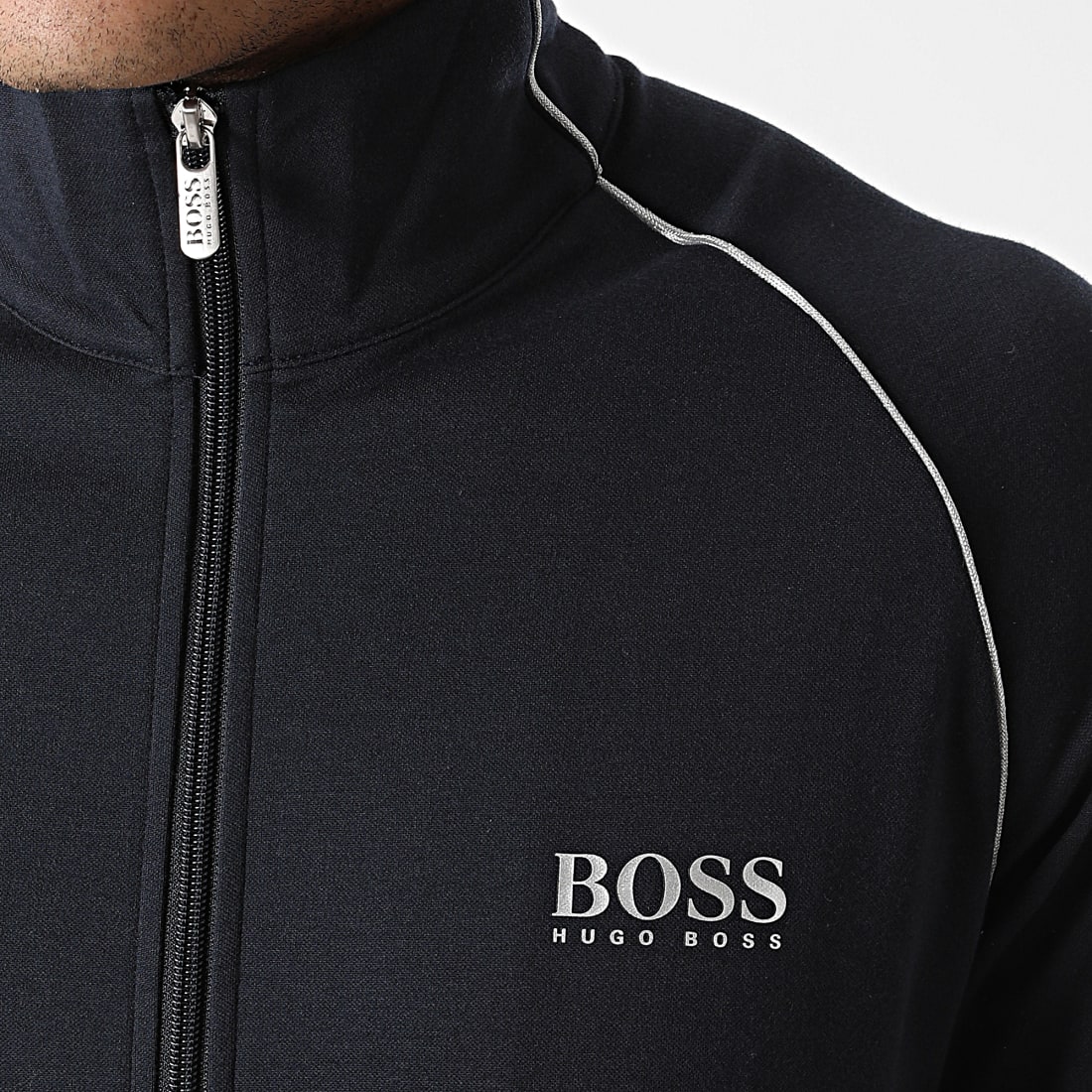 BOSS Sweat Zippé Track 50442799 Bleu Marine Argenté