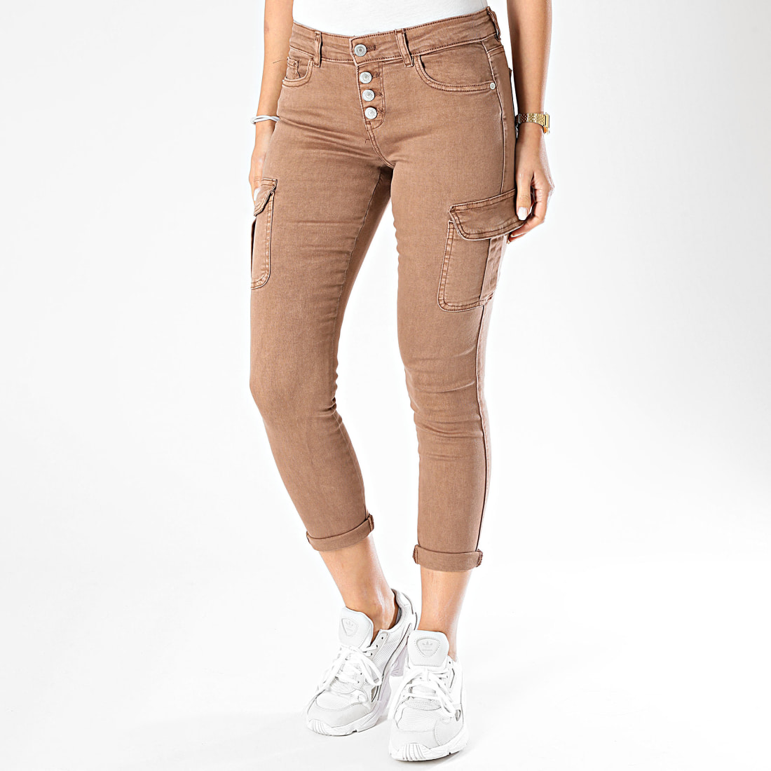 jean cargo marron femme
