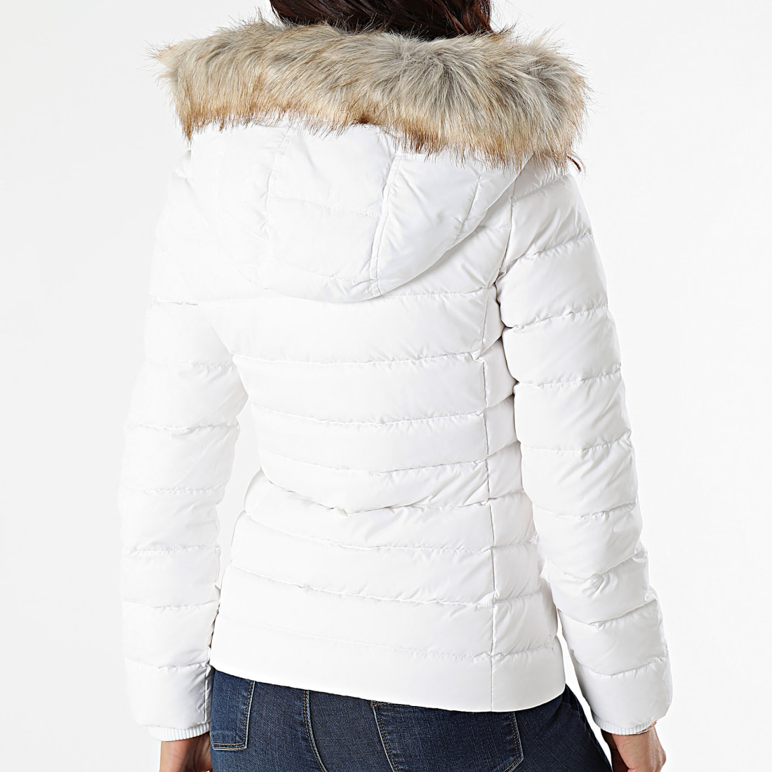 Tommy Jeans Doudoune Capuche Fourrure Femme Basic 8588 Blanc