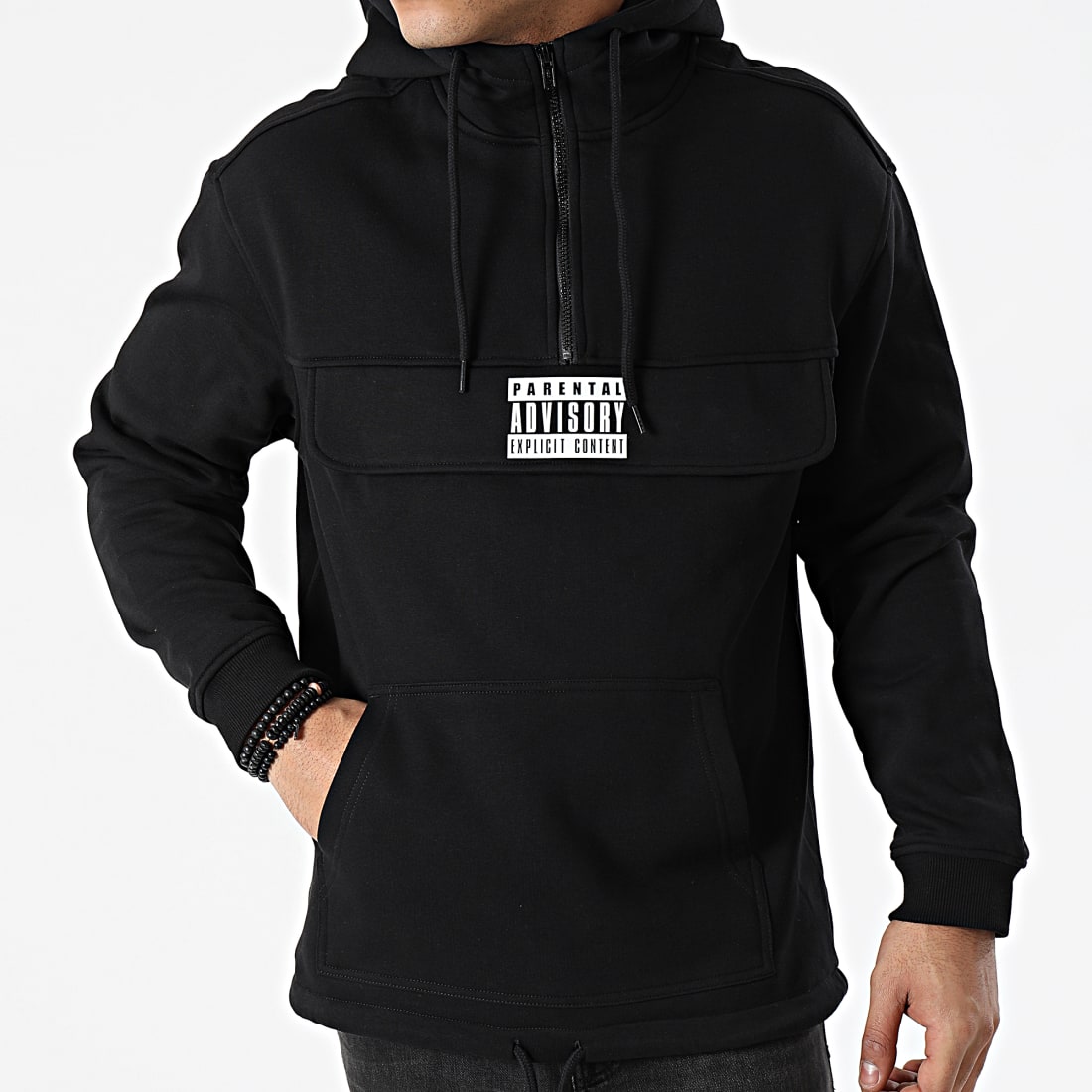 Parental Advisory - Sweat Outdoor Col Zippé Logo Noir