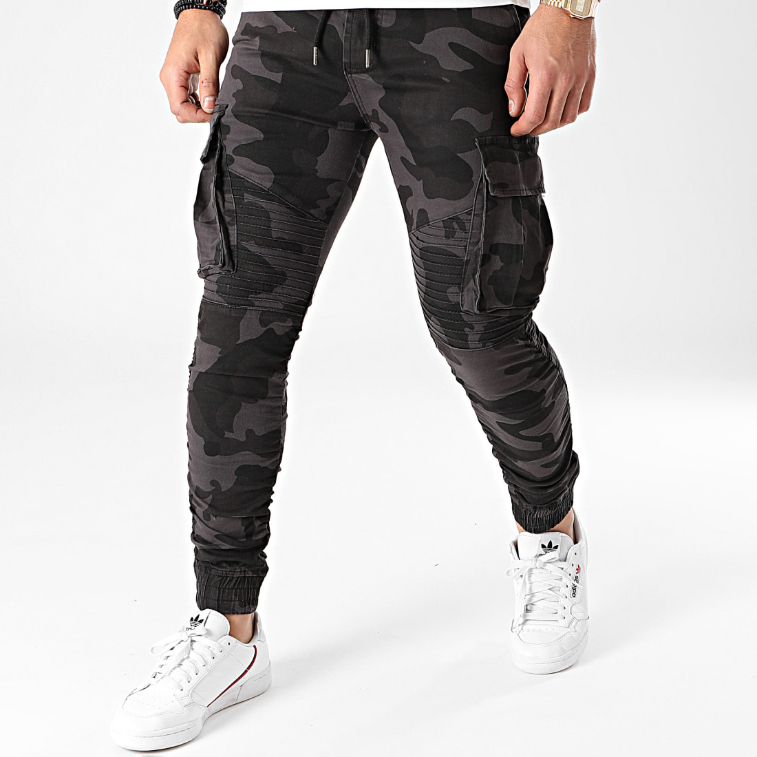Pantalon homme hot spot design jogpant with camo details - noir