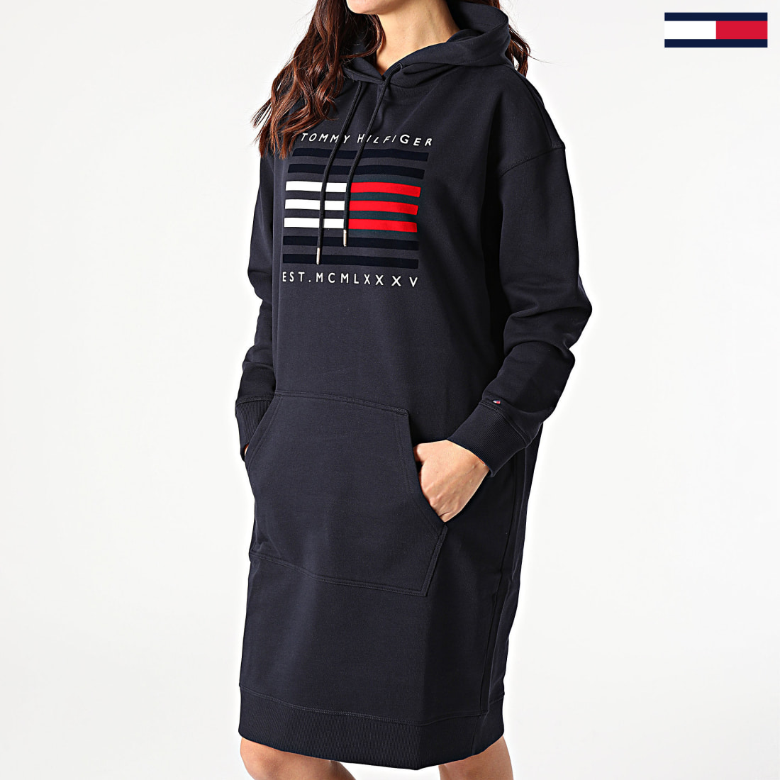 Tommy Hilfiger - Robe Sweat Capuche Femme Regular Flag ...