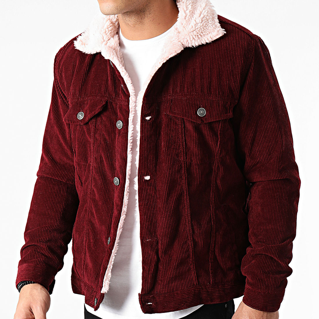 Classic Series - Veste Velours Col Mouton ZN-6927 Bordeaux - LaBoutiqueOfficielle.com