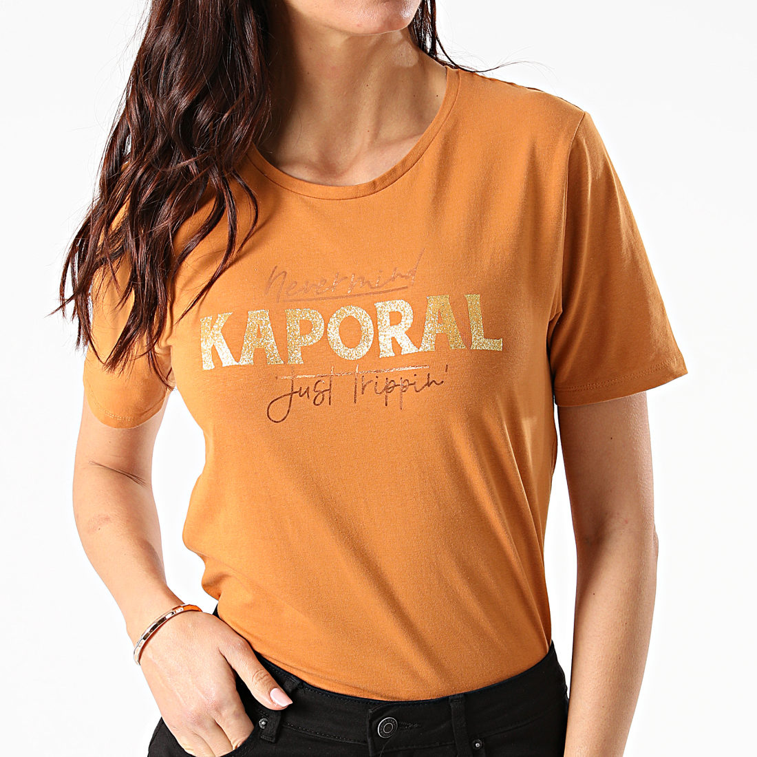 Kaporal Tee Shirt Femme PEPINW11 Marron Clair Dor