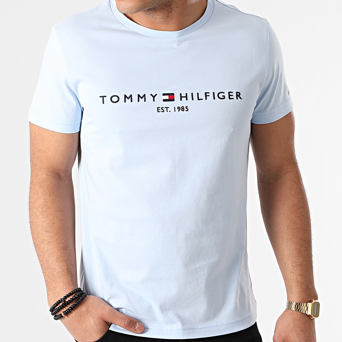 Tommy Hilfiger Tee Shirt Tommy Logo 1797 Bleu Clair