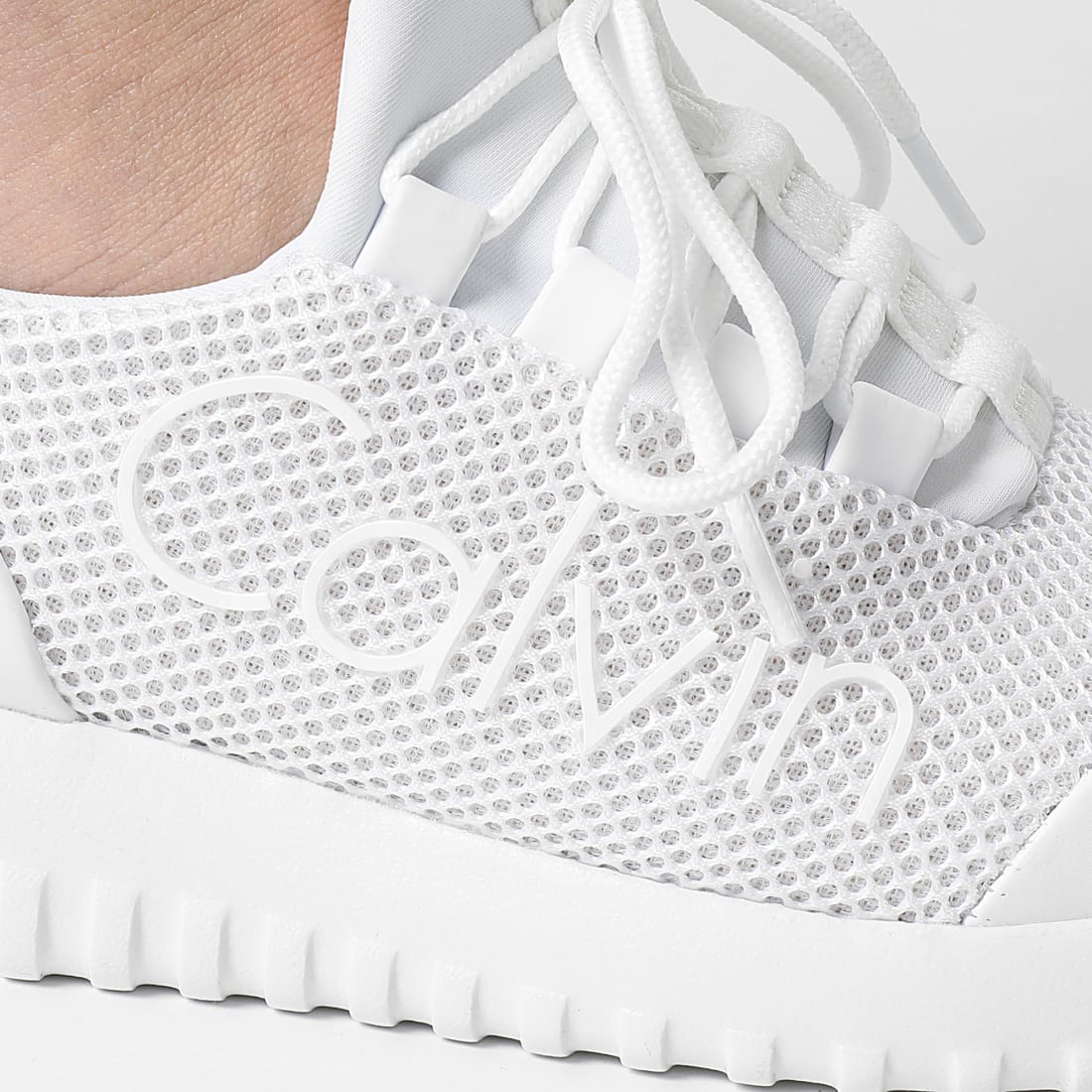calvin klein runner sneaker lace up mesh