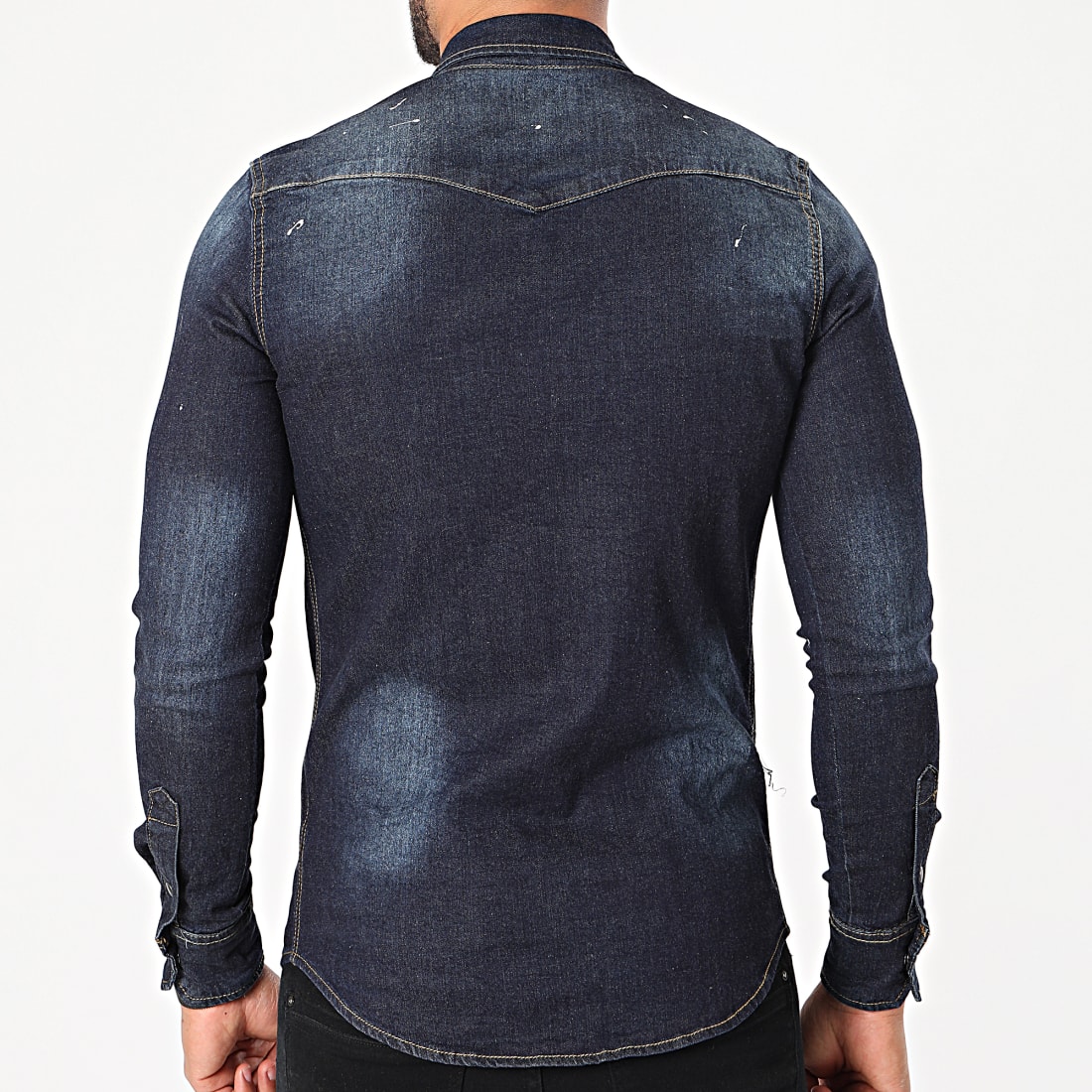Chemise En Jean Homme - 100% Coton - Coupe Ajustée - Manches Longues - Style Décontracté Ou Habillé