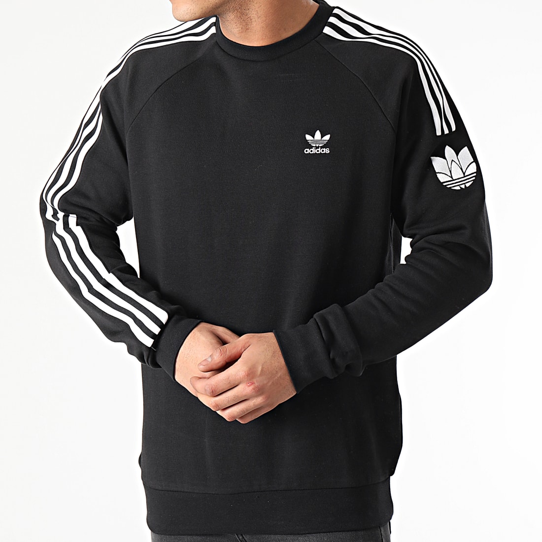 Buy adidas Originals Mens LOUNGEWEAR 3D Trefoil 3-Stripes Sweatshirt in  Black | Get The Label