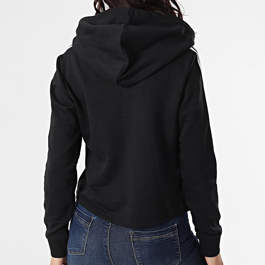 Adidas Performance - Sweat Capuche Crop Femme A Bandes GM5582 Noir -  LaBoutiqueOfficielle.com