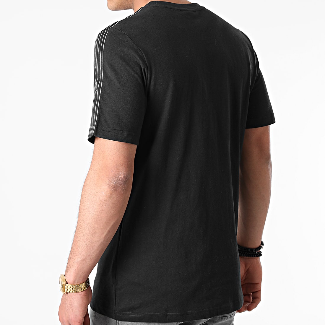 Adidas Originals - Tee Shirt A Bandes 3 Stripes GN2417 Noir - LaBoutiqueOfficielle.com