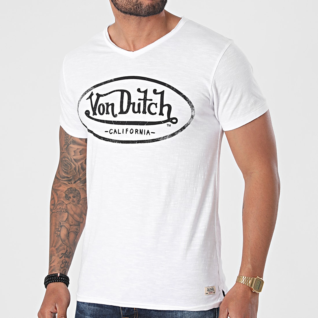 T-shirt Von dutch Dinn Taille S Couleur Blanc