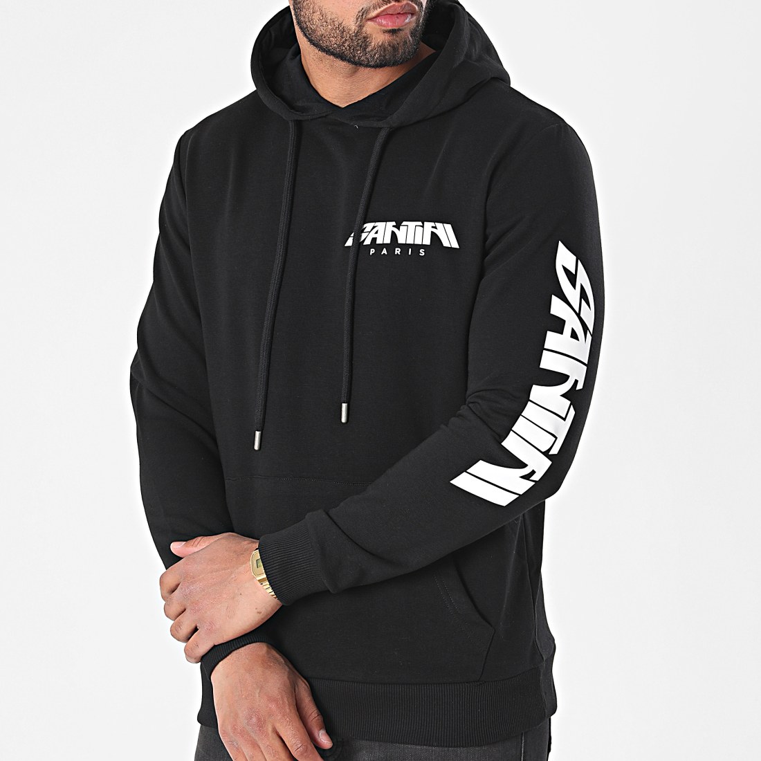 Santini - Sweat Capuche Logo Noir Blanc - LaBoutiqueOfficielle.com