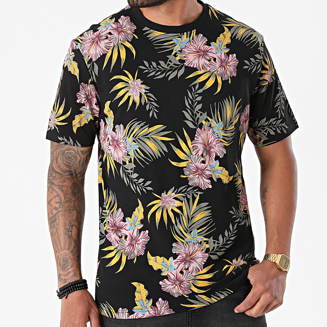 Only And Sons Tee Shirt Kane Life Noir Floral
