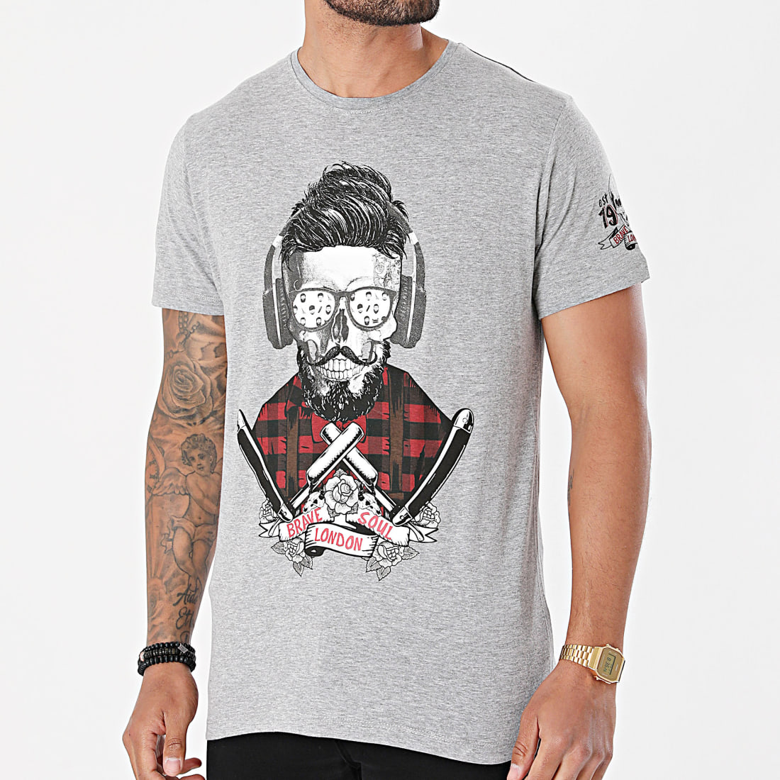 Brave Soul Tee Shirt Apogee Gris Chiné