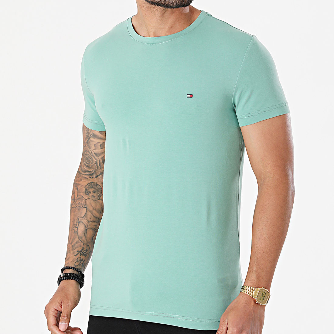 Tommy Hilfiger Tee Shirt Stretch Slim Fit 0800 Vert