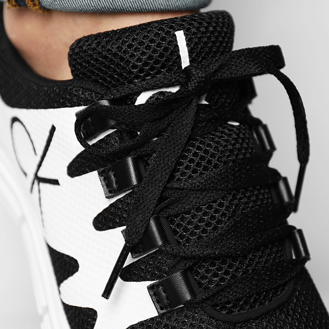 calvin klein baskets runner lace up mesh 0085 black