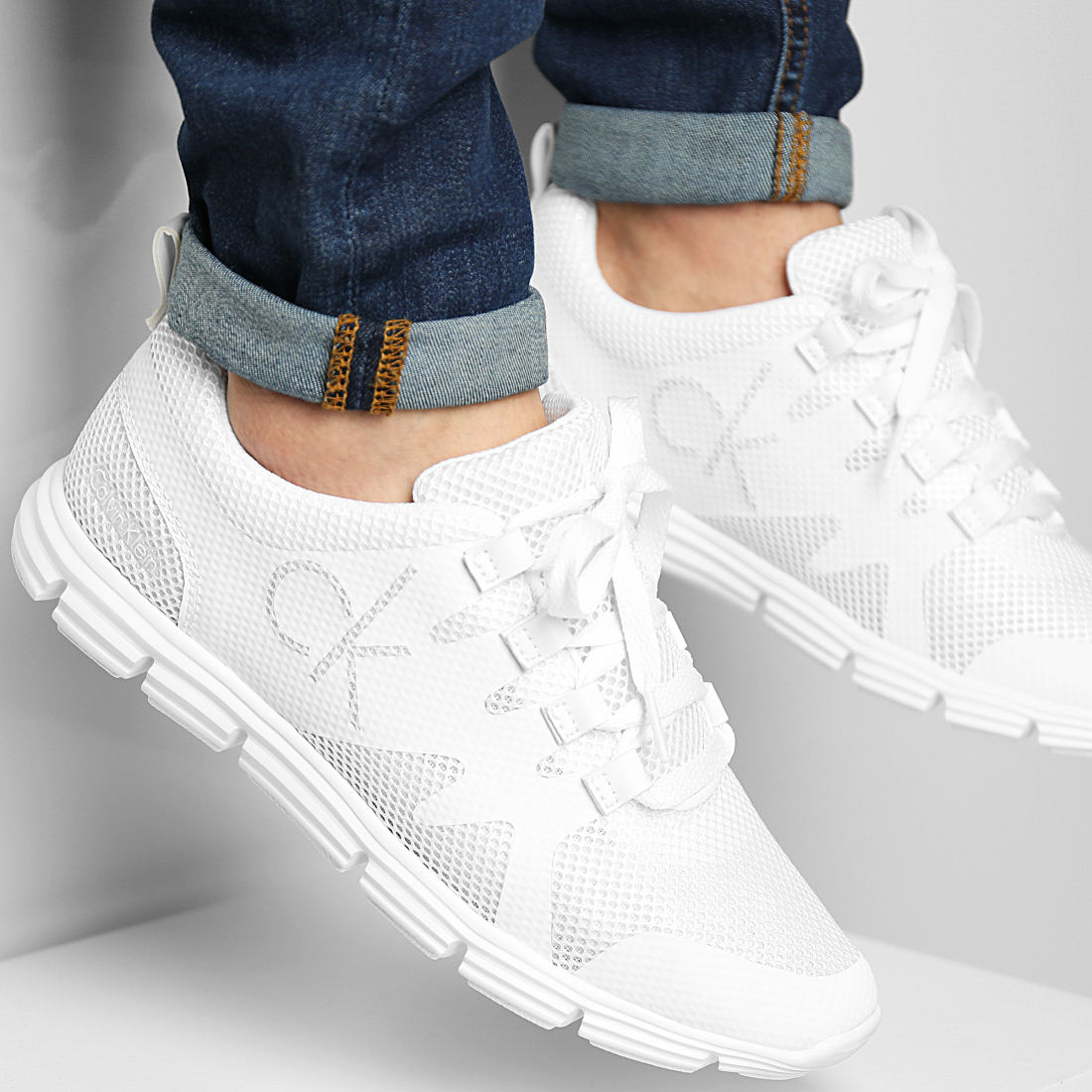 calvin klein baskets runner lace up mesh 0085 black