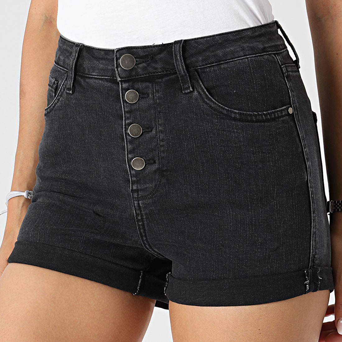 Short jean gris femme on sale