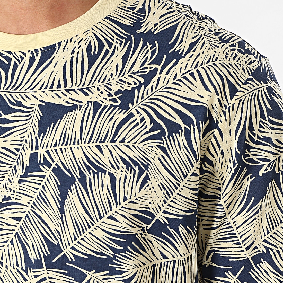 Only And Sons Tee Shirt Percival Life Bleu Marine Jaune Floral
