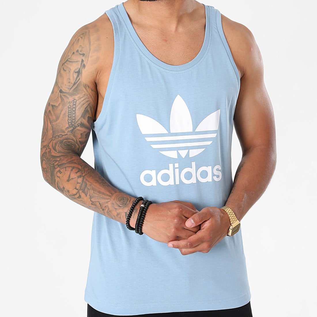 Adidas Originals - DÃ©bardeur Trefoil H06635 Bleu Clair - LaBoutiqueOfficielle.com