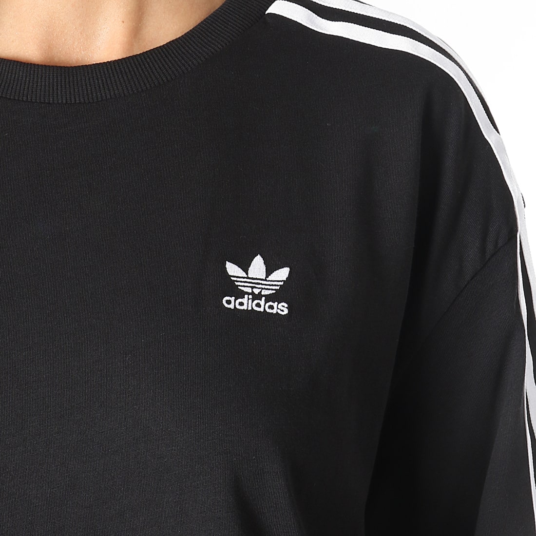 Adidas Originals - Tee Shirt Femme A Bandes Oversized H37795 Noir - LaBoutiqueOfficielle.com