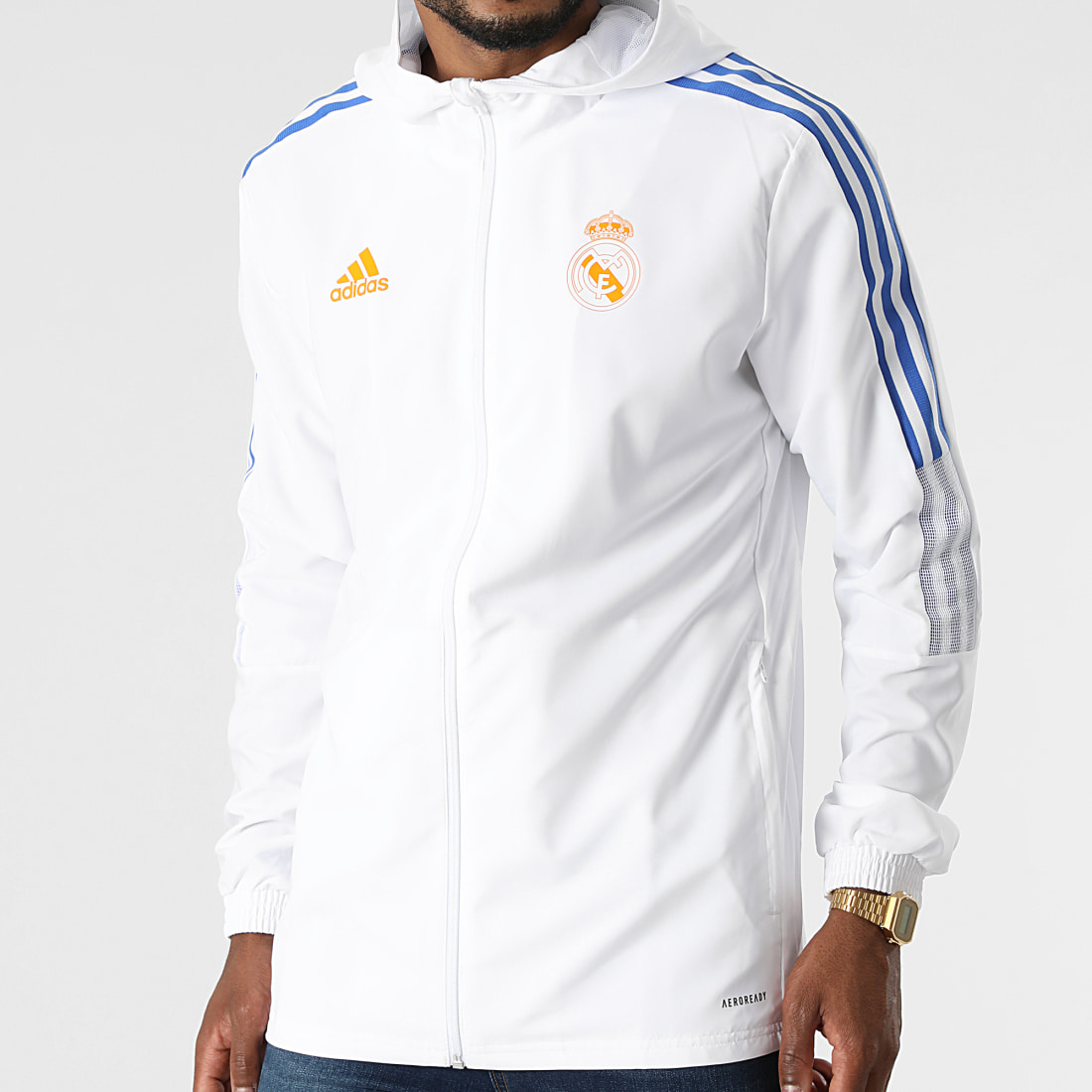 Adidas Performance - Veste Zippée Capuche A Bandes Real Madrid GR4333 Blanc  - LaBoutiqueOfficielle.com