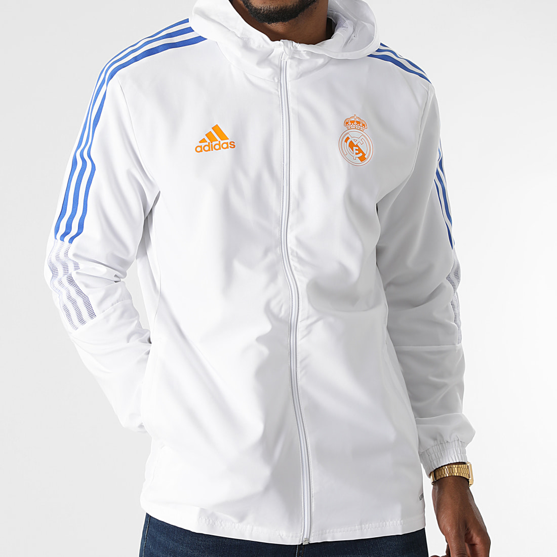 Adidas Performance - Veste Zippée Capuche A Bandes Real Madrid GR4333 Blanc  - LaBoutiqueOfficielle.com