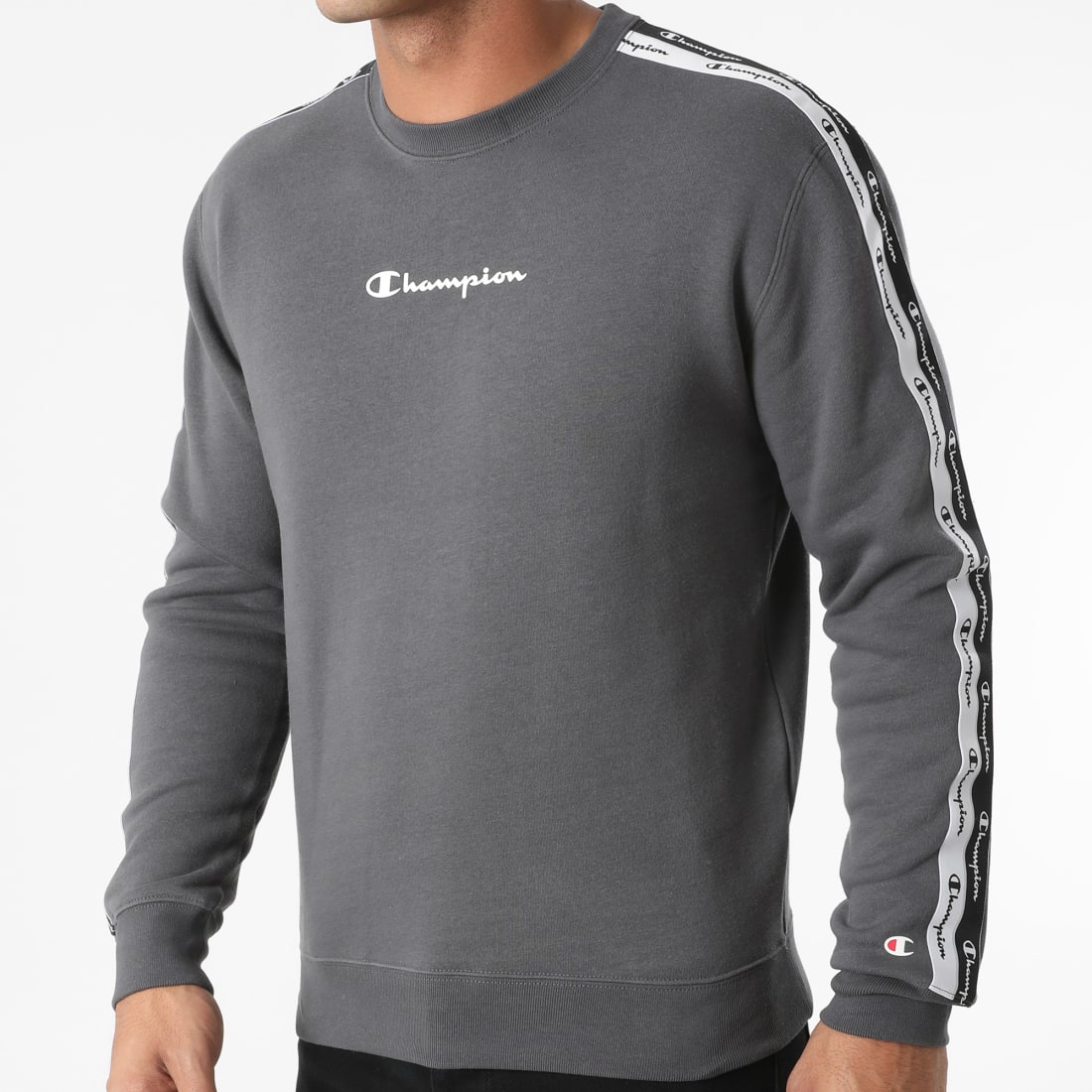 Champion Sweat Crewneck A Bandes 216560 Gris Anthracite