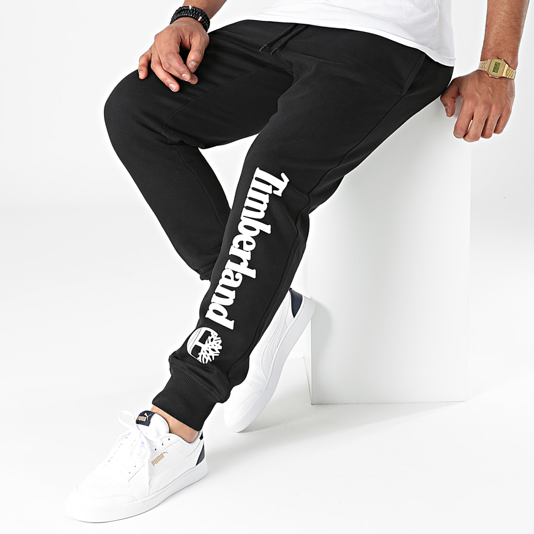 Timberland Pantalon Jogging Core Logo A2BVF Noir Blanc
