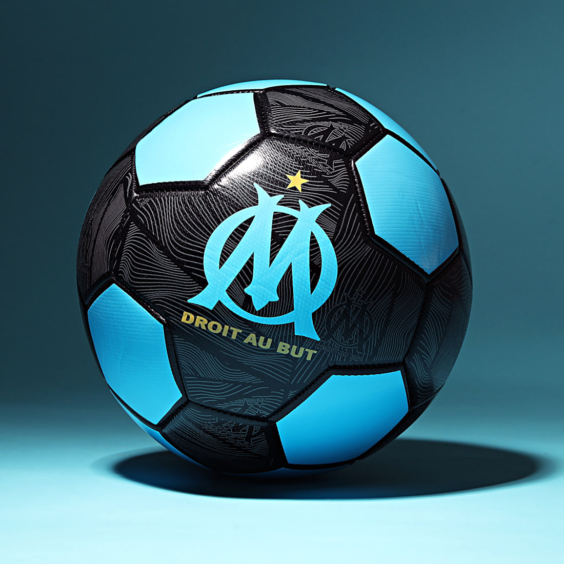 OM - Ballon De Foot Logo M21063 Bleu Clair Noir