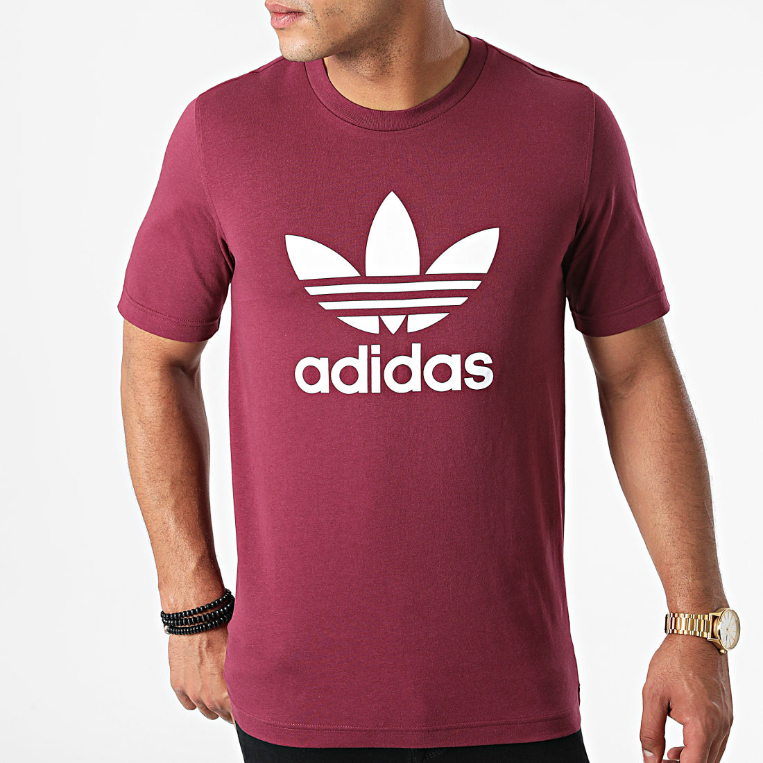 T-shirt Bordeaux Homme Adidas Lin - Mode homme