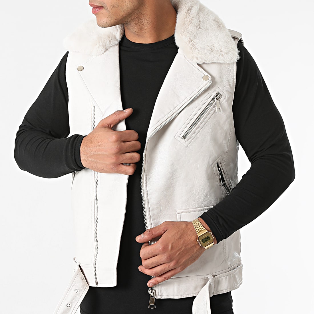 Veste biker sans manche deals