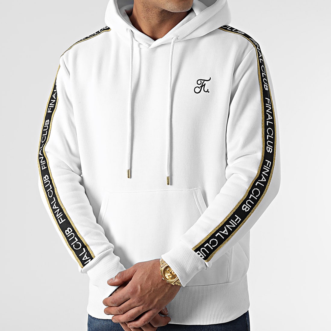 Final Club Sweat Capuche Luxury Edition A Bandes Logo 790 Blanc Dor 