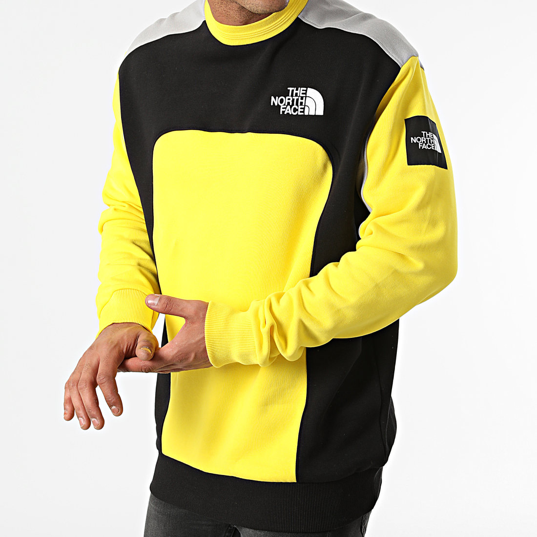 The North Face Sweat Crewneck Cut And Sew A55IA Jaune Noir Gris