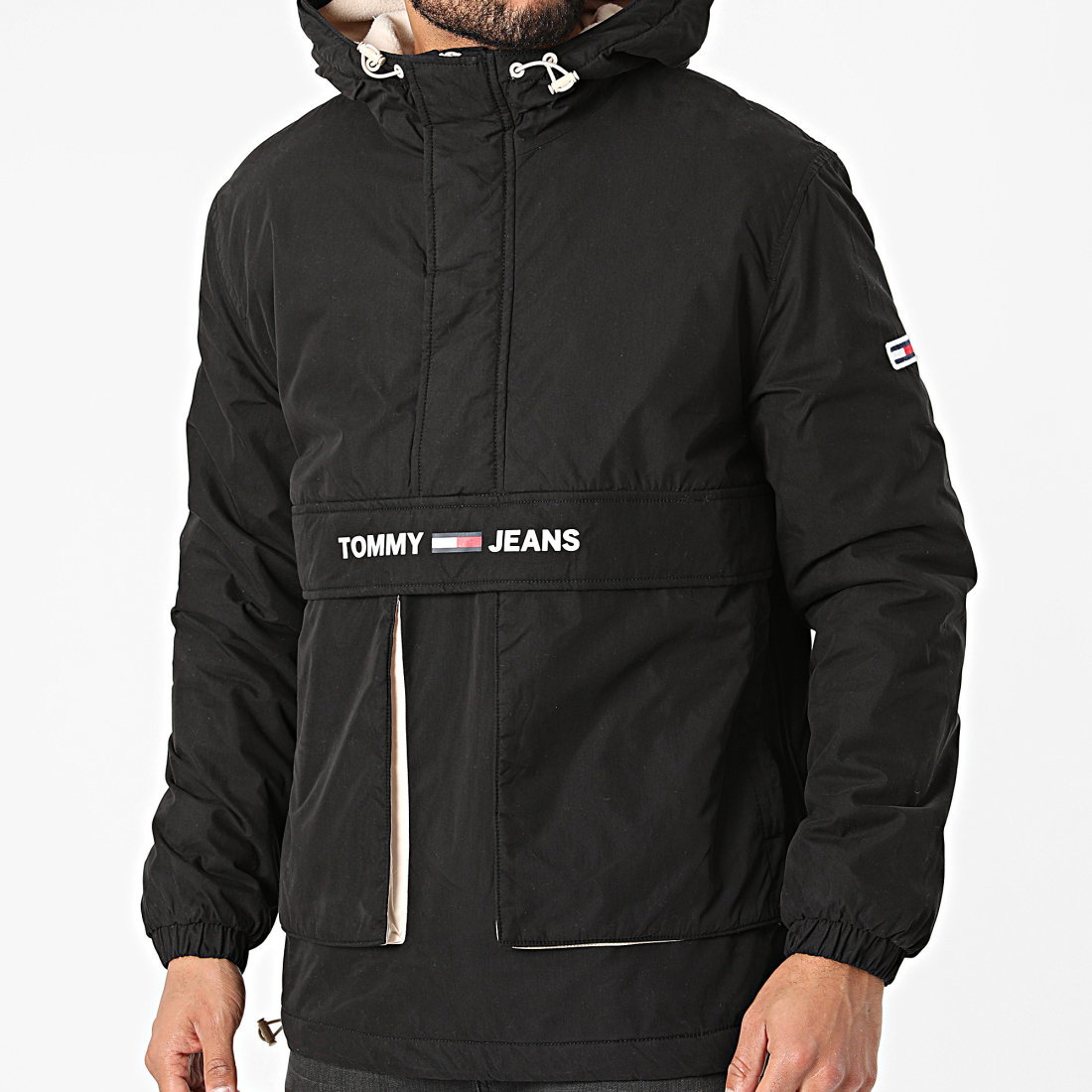 tommy jeans logo half zip anorak jacket