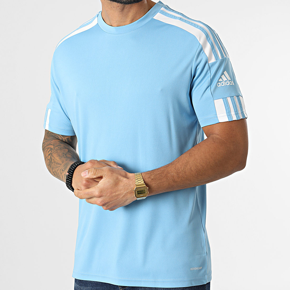 Adidas Performance - Tee Shirt De Sport A Bandes GN6726 Bleu Clair - LaBoutiqueOfficielle.com