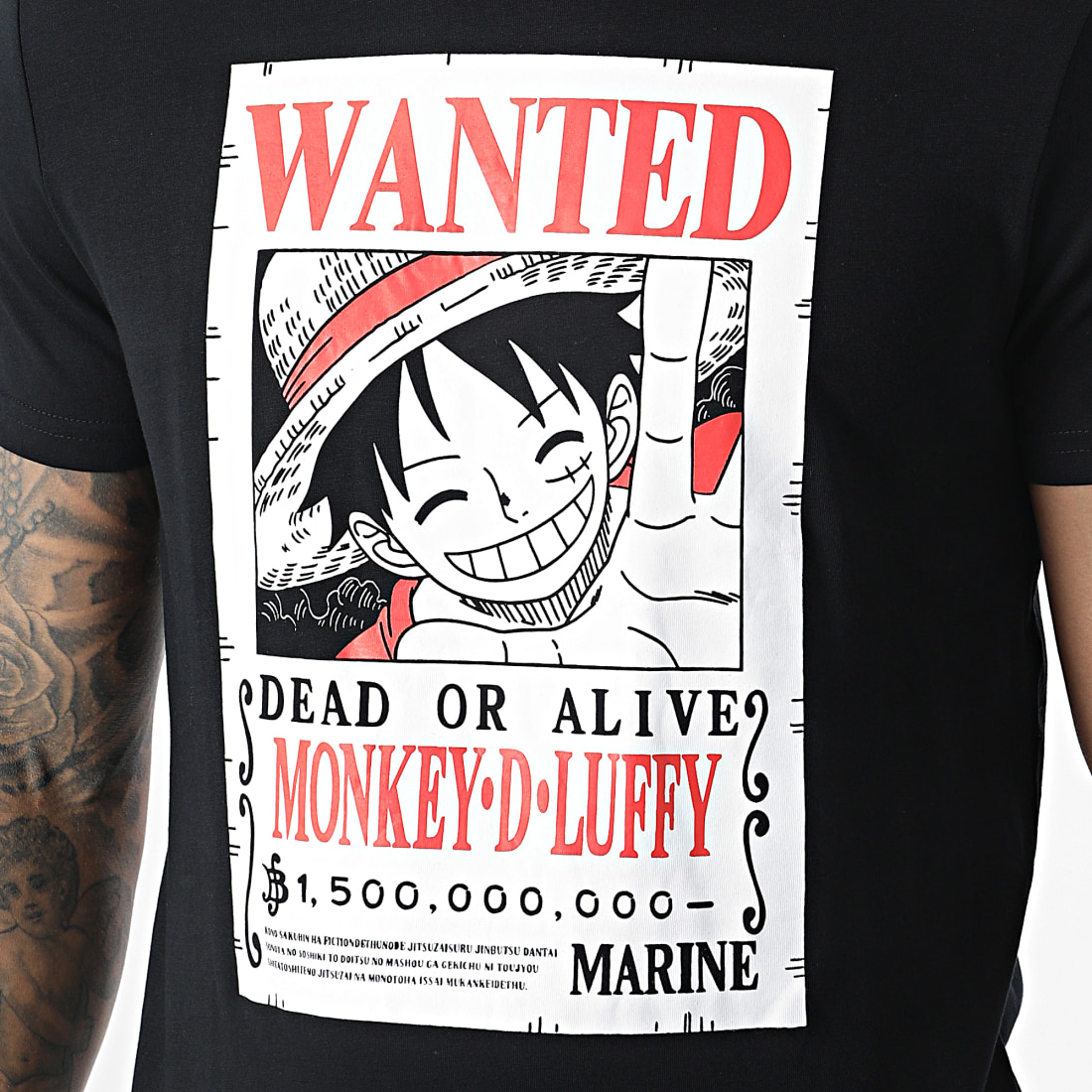 Capslab Tee Shirt Wanted Luffy Noir