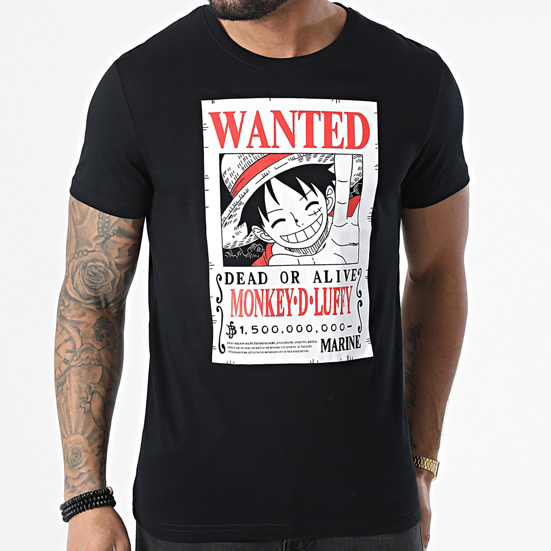 Capslab Tee Shirt Wanted Luffy Noir