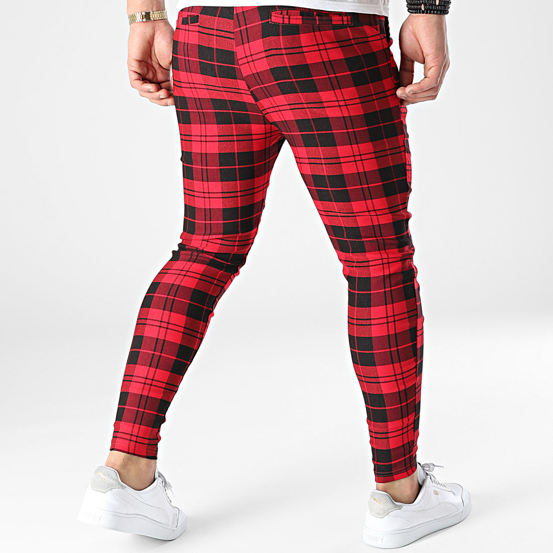 Pantalon a carreau homme rouge deals
