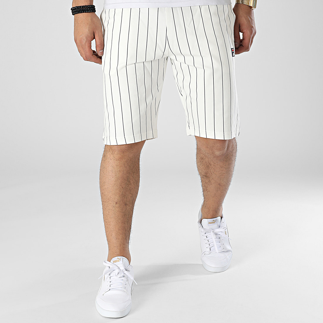 Fila Short Jogging A Rayures Homare FAM0222 Blanc