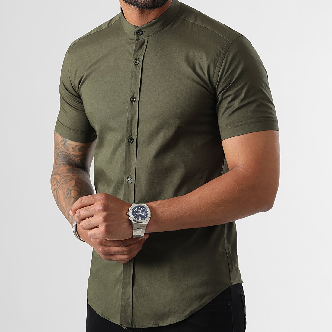 Chemise col mao kaki outlet