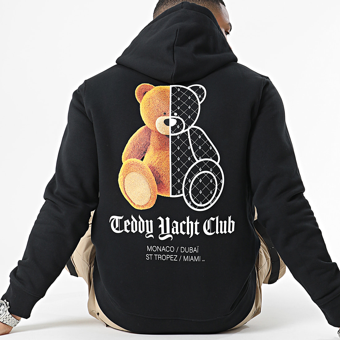 Teddy Yacht Club Sweat Capuche Half Bear Noir